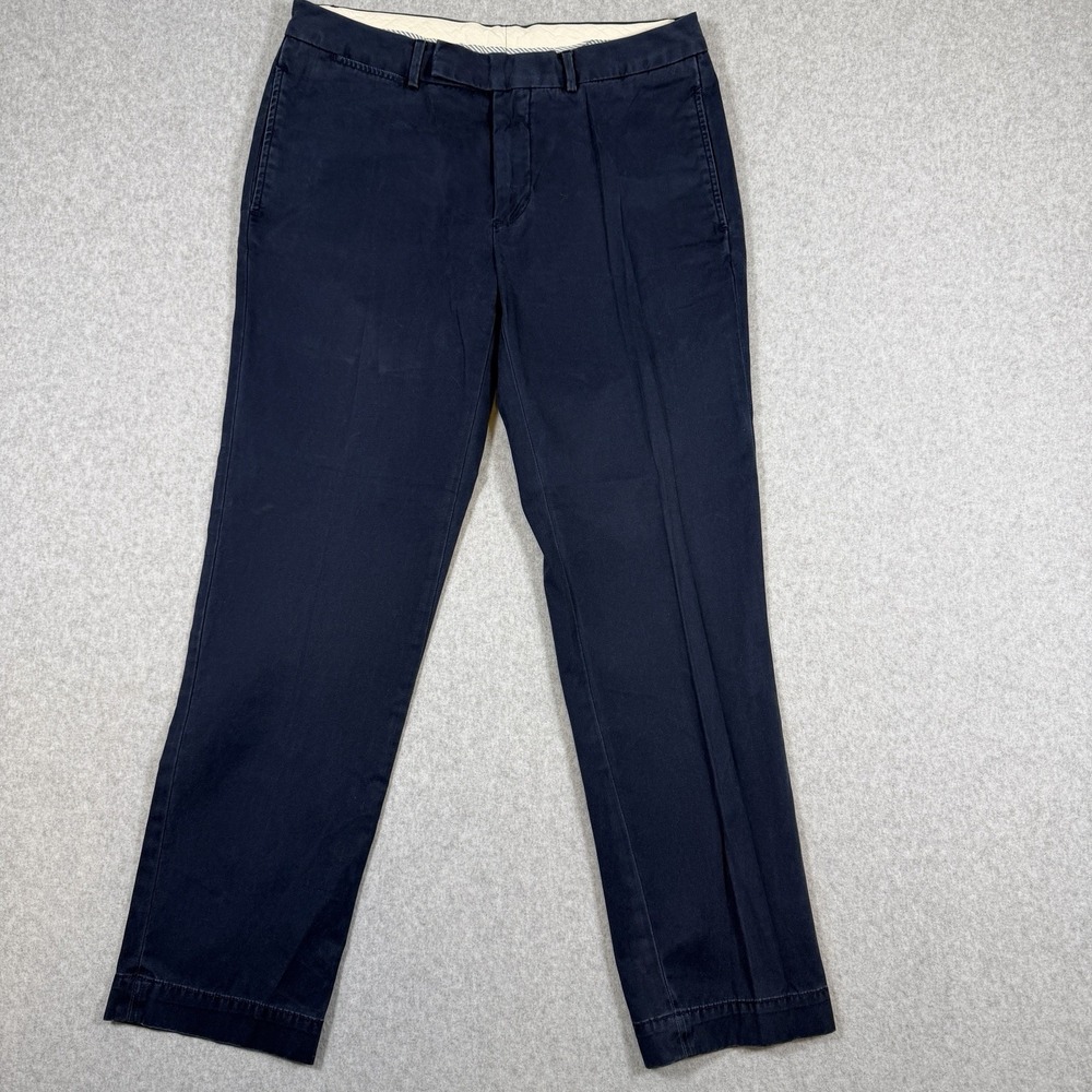 Vintage Polo Ralph Lauren Custom Preppy Fit Flat Front Chinos Navy Blue 33x30